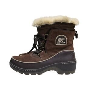 Sorel Womens 6 Tivolli III Snow Leather Suede Faux Fur Boot in Brown